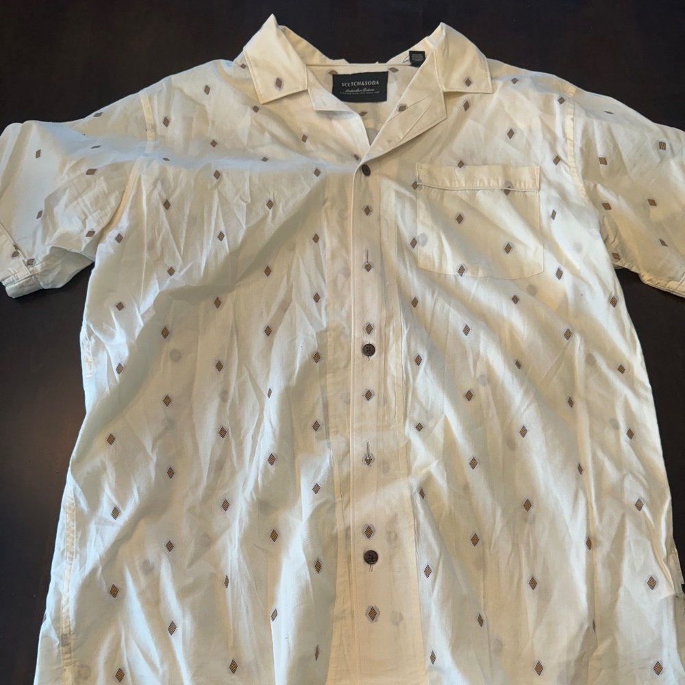 Scotch & Soda Men's Yellow Pattern Summer Shirt XXL